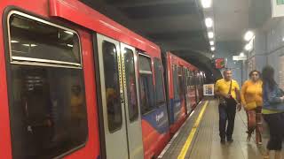 DLR B90B92 Stock trains at Cutty Sark for Maritime Greenwich Station 25622 [upl. by Annirtak627]