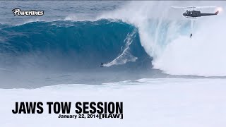 JAWS TOW SESSION 12214 RAW 35 MINUTES jaws peahi powerlinesproductions [upl. by Ynohtnacram]