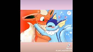 male flareon x female vaporeon art💙❤ Booster x peral [upl. by Itnaihc]