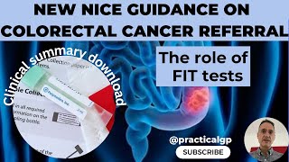 NEW FIT tests in colorectal cancer NICE guidance [upl. by Naoj]