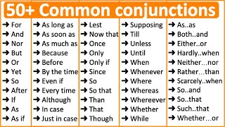 50 Common Conjunctions in English 📚  Parts of speech [upl. by Yhtorod943]