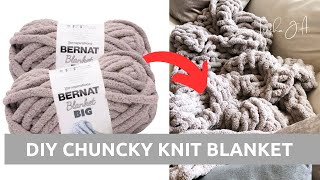 How To DIY Chunky Knit Blanket  So Easy And Saves Money [upl. by Zora]