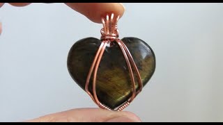 Wire Wrapped Heart Cabochon Pendant Tutorial beginner [upl. by Ssalguod]