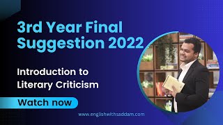 Introduction to Literary Criticism Final Suggestion Exam 2022  Held 2024  Hons 3rd Year NU [upl. by Eerolam847]