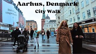 City Walk Through The Shopping Streets Aarhus Denmark  Busy Weekend Walking Tour 4k [upl. by Alocin978]