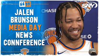 Jalen Brunson takes questions about KarlAnthony Towns a new Knicks season  Knicks Media Day  SNY [upl. by Joana]