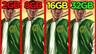 GTA V TESTE DE MEMORIA RAM EM 2024 GTA V 2GB RAM VS 4GB RAM VS 8GB RAM VS 16GB RAM VS 32GB RAM [upl. by Dyob]