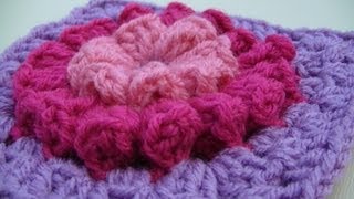 Popcorn Party Granny Square Crochet Tutorial [upl. by Berkie]