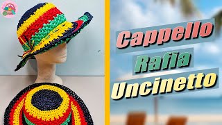 Cappello rafia per lestate  Tutorial uncinetto [upl. by Tenahs]