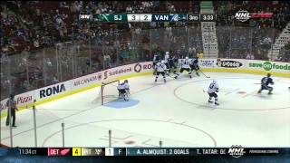 Tommy Wingels goal 32 SJ Sharks vs Vancouver Canucks Sept 16 2013 NHL Hockey [upl. by Llenrahc]