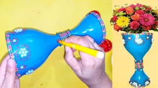 diy Plastic Bottle Flowers vase  How to Make Plastic Bottle Flowers [upl. by Mun]