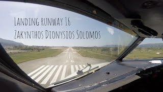 Approach and landing runway 16 Zakynthos Dionysios Solomos ZTH LGZA [upl. by Gunther]