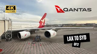 QANTAS A380 QF12 Economy Class  Los Angeles to Sydney Qantas First Lounge LAX Jan 2024 4K [upl. by Llekcm]