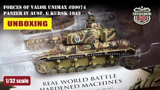 FORCES OF VALOR German Panzer IV Ausf G Kursk 1943 132 scale Unimax 80074 UNBOXING [upl. by Attaynek101]