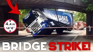 UNBELIEVABLE UK LORRY DRIVERS  Lorry Bridge Strike Big Lorry Gets Stuck Scary Lorry Crash 29 [upl. by Immac51]