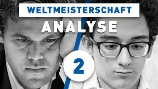 Carlsen  Caruana Partie 2 Schach WM 2018  GroßmeisterAnalyse [upl. by Sadoc]