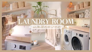 DIY LAUNDRY ROOM MAKEOVER  organization amp decor ideas for a small space [upl. by Samled]