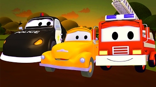 The Car Patrol fire truck and police car in Baby Tom is in trouble in Car City 🚓  Trucks cartoon [upl. by Nnael]