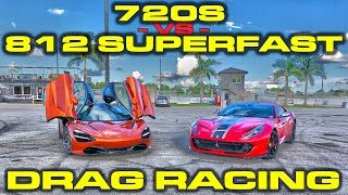 Ferrari 812 Superfast vs McLaren 720S 14 Mile Drag Racing with VBOX Data [upl. by Ennelram]