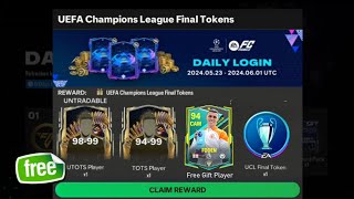 FREE 9899 UTOTS GIFT PACKAGE HOW TO GET UTOTS amp UCL FINAL PACK TOTS EVENT FC MOBILE 24 [upl. by Enivid792]