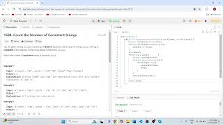 1684 Count the Number of Consistent Strings  Leetcode [upl. by Vachill]