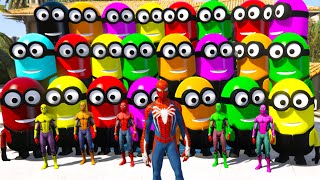 GTA 5 Epic Ragdolls RED SPIDER MAN VS RED MINION VS GREEN MINION Euphoria Physics amp Funny Fails [upl. by Werbel]