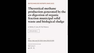 Theoretical methane production generated by the codigestion of organic fraction muni  RTCLTV [upl. by Timothy]