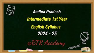 AP Inter 1st Year English Syllabus 202425 BTRAcademy [upl. by Asille679]