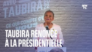 Christiane Taubira annonce mettre fin à sa campagne présidentielle faute de parrainages suffisants [upl. by Aleta]