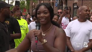 Hundreds run with Claressa Shields in Detroit [upl. by Adnirolc]