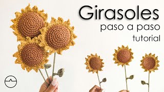 GIRASOLES  a Crochet  PASO A PASO desde 0 tutorial  BellotaArte [upl. by Ettenim485]