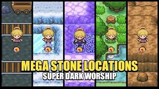 Pokemon Super Dark Worship 20  All Mega Stone Locations [upl. by Nagiam]