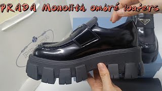 Prada Monolith ombré brushed leather loafers [upl. by Enneyehs]