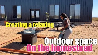 Building a beautiful amp relaxing fire pit seating area on our off grid desert homestead [upl. by Conias832]