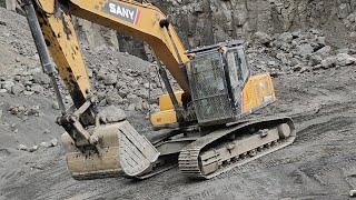 SANY SY 225 Excavator opretion and Tata Hitachi excavator working amazing video quarry [upl. by Nellak]