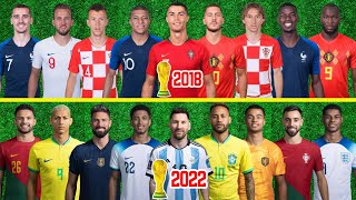 2018 World Cup vs 2022 World Cup  Ronaldo Messi Pogba Bellingham Mbappe Neymar Modric Griezmann [upl. by Eesyak]