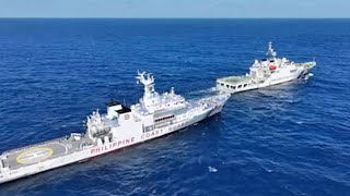 China Coast Guard drives away Philippine vessel trespassing into waters of Huangyan Island [upl. by Josie]