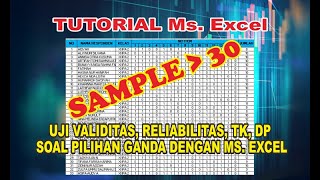 Uji Validitas Reliabilitas Tingkat Kesukaran dan Daya Pembeda Soal Pilihan Ganda dengan Ms Excel [upl. by Deyas416]