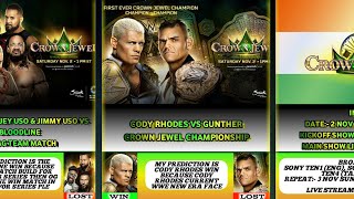 WWE Crown jewel 2024 Final Match Card Winner Predictions Date amp Time in India V3  Crown jewel V3 [upl. by Akimal839]