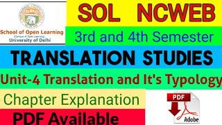 Translation And Its Typology  Translation Studies Unit4  Part  1  Explanation with Notes [upl. by Rebmyt]