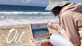 Oil seascape painting demonstration quotSurfing Lessonquot  Real Time [upl. by Einnus]