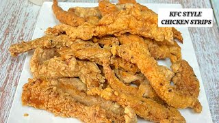 KFC STYLE CHICKEN STRIPS l how to make perfect kfc style chicken strips [upl. by Lyrehc]