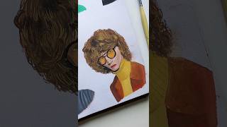 How to paint gouache portrait  goachepainting gouacheart ytshorts portrait art [upl. by Ajet]