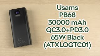 Розпаковка Usams PB68 30000 mAh QC30PD30 65W Black ATXLOGTC01 [upl. by Bittner]