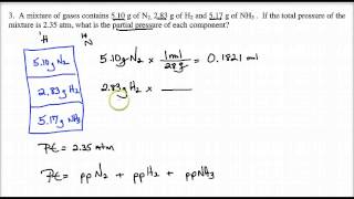 Lecture 21a Daltons Law worksheet questions 13 [upl. by Nnylkoorb]