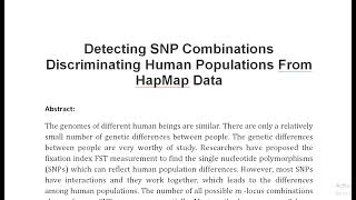 Detecting SNP Combinations Discriminating Human Populations From HapMap Data [upl. by Acinorehs]