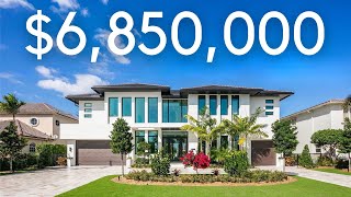 TOURING A 6850000 MODERN WATERFRONT MANSION IN LIGHTHOUSE POINT FL [upl. by Tripp]