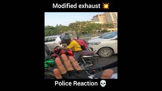 Modified exhaust on police reaction 😱 bikerboydipu shorts [upl. by Ariew624]