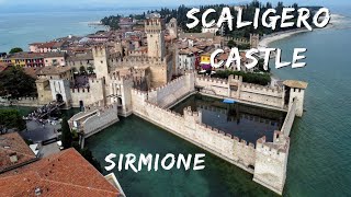 Scaligero Castle Sirmione Lake Garda Italy 4k drone footage [upl. by Us]