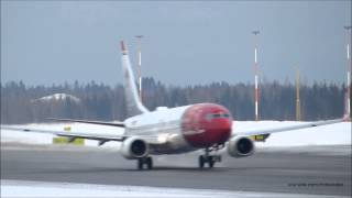 Norwegian Boeing 737800 Takeoff at Helsinki Airport [upl. by Siravaj]